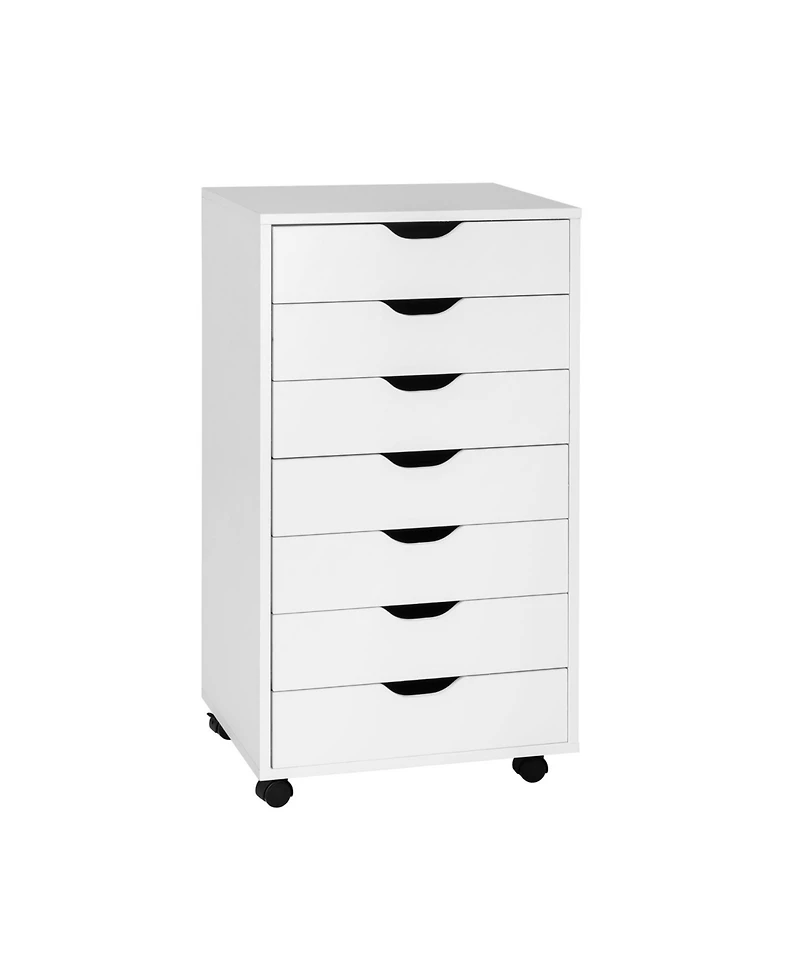 Sugift 7-Drawer Chest Storage Dresser Floor Cabinet Organizer with Wheels