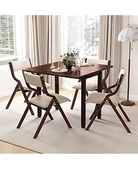 Sugift Kitchen Table Set for 2 Expandable Dining Table with 2 Upholstered Folding Chairs