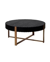 Streamdale Furniture Modern Coffee Table with Stainless Steel Base and Manchurian Ash Grain Surface