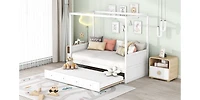 Streamdale Twin Size Canopy Day Bed With Twin Size Trundle, White
