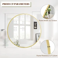 Homlux Round Wall Mounted Mirror 18"x18" in Black