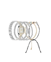 American Exchange Women's Shiny Silver or Gold Metal Alloy Band Analog Watch 26mm Gift Set