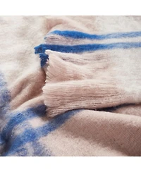 Ihi Home Faux Mohair Stripe Throw Blanket I 50"x 70" I Blus Rose Ivory