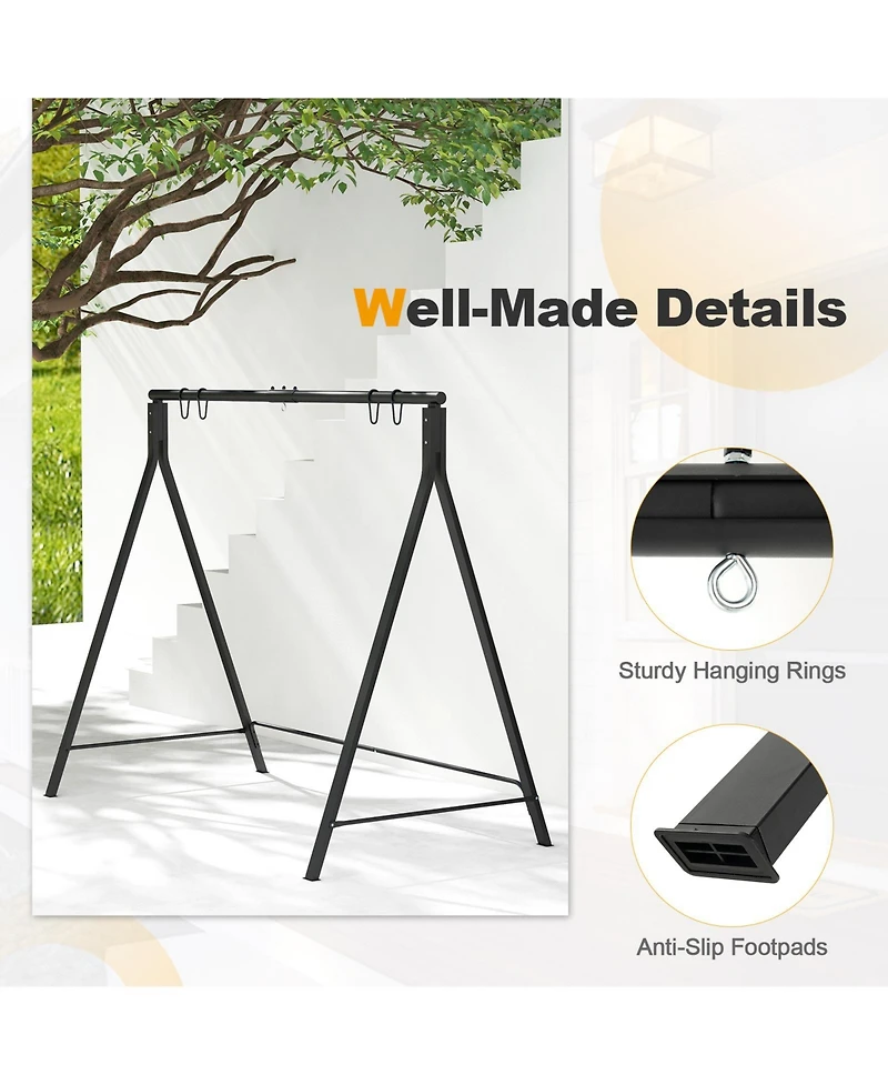 Costway Outdoor Porch Swing Frame Patio Metal Swing Stand with A-Shaped Structure