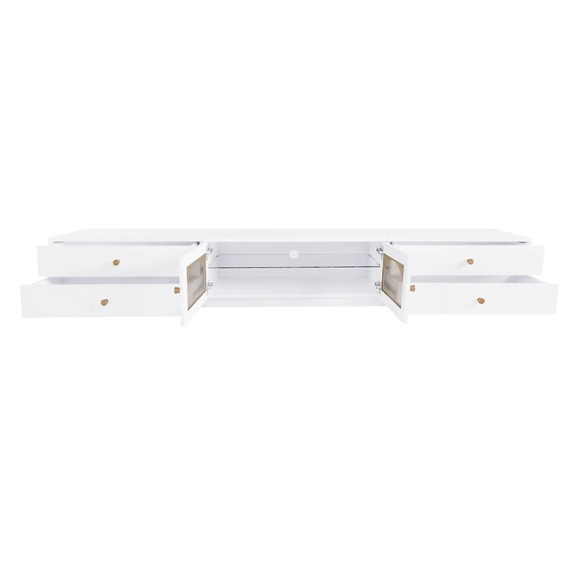 Streamdale Elegant Tv Stand for 90" TVs, Glass Doors