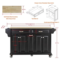 Streamdale Cambridge Natural Wood Top Kitchen Island with Storage