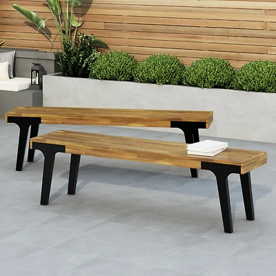 Simplie Fun Modern Outdoor Dining Table Acacia Wood, Uv Treated, Rust Resistant, Seats 5