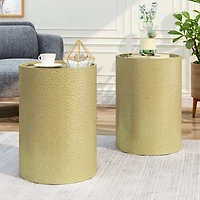 Streamdale Furniture Brookhaven Hammered Metal Side Table (Set Of 2)
