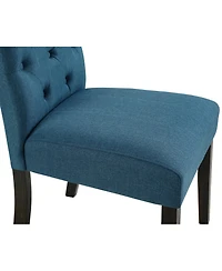 Streamdale Furniture Wood Tufted Asons Dining Chair, Set of 2, Blue