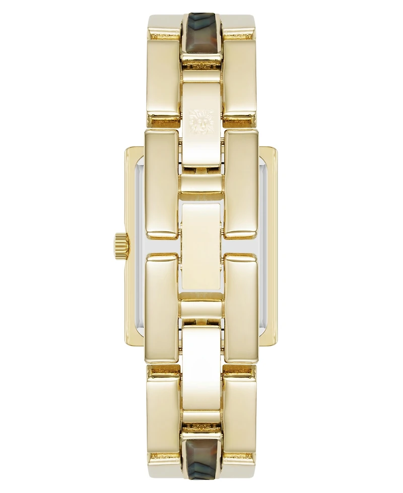 Anne Klein Women's Quartz Abalone Gemstone Accented Gold-Tone Alloy Metal Bracelet Watch, 21mm