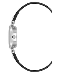 Anne Klein Women's Quartz Black Essential Leather and Silver-Tone Alloy Metal Strap Watch, 26mm