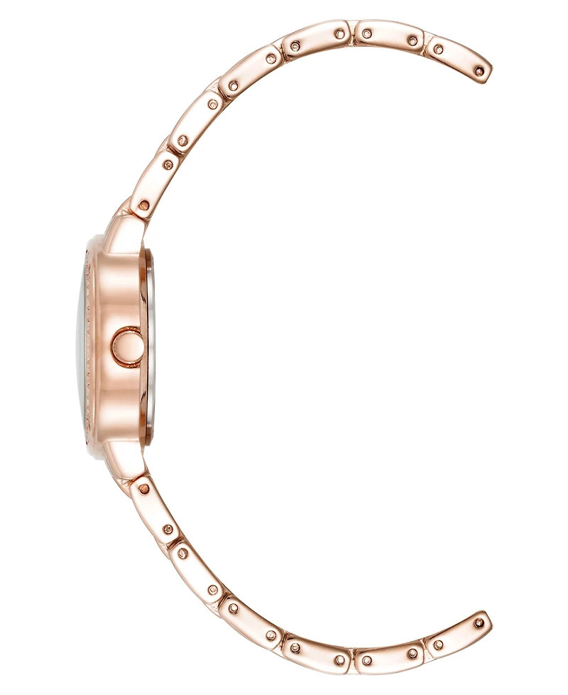 Anne Klein Women's Quartz Crystal Embellished Rose Gold-Tone Alloy Metal Bracelet Watch, 26mm
