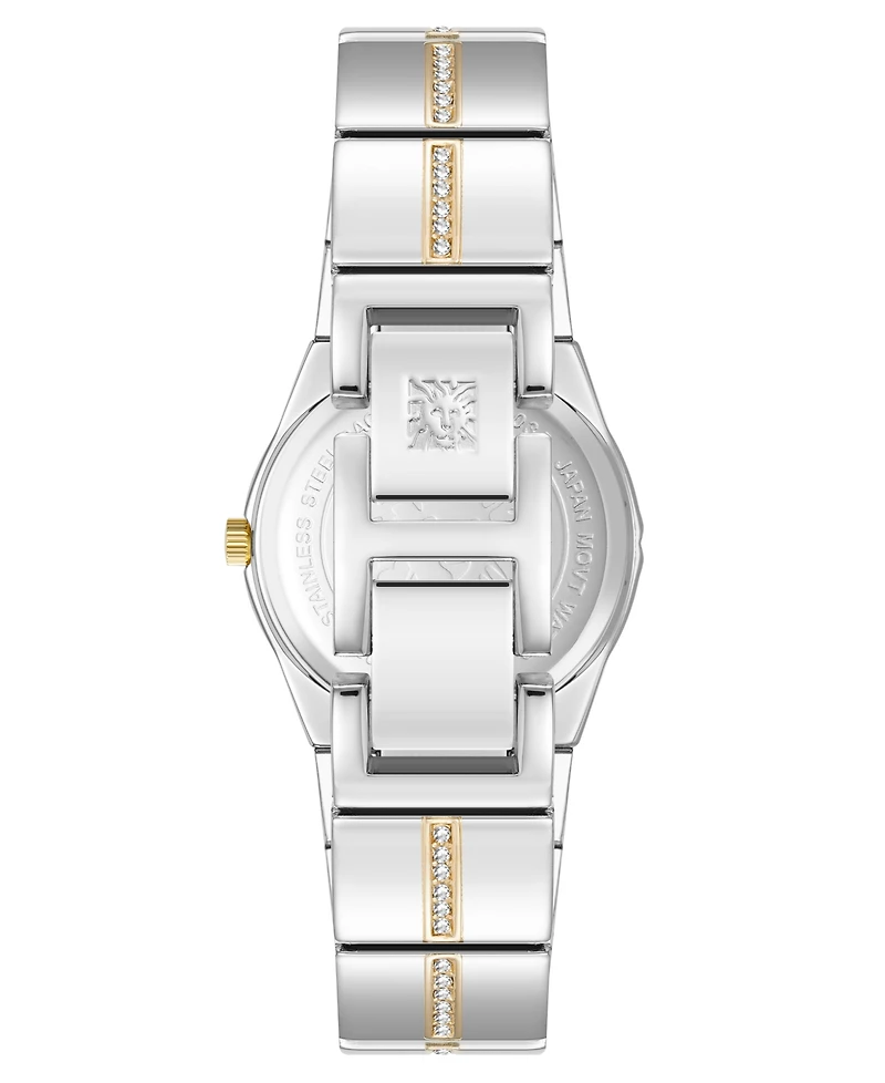 Anne Klein Women's Quartz Faceted Crystal Bezel Two-Tone Alloy Metal Watch, 32mm