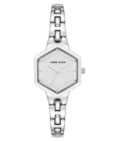 Anne Klein Women's Quartz Petite Hexagonal Silver-Tone Alloy Metal Bracelet Watch, 21mm