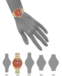 Anne Klein Women's Quartz Red Aventurine Gemstone and Gold-Tone Alloy Metal Bracelet Watch, 30mm