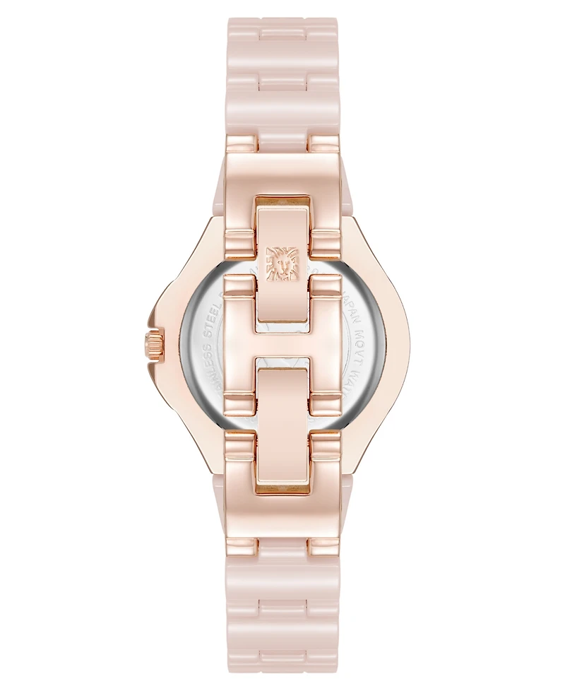 Anne Klein Women's Quartz Pink Ceramic Bracelet Watch, 30mm