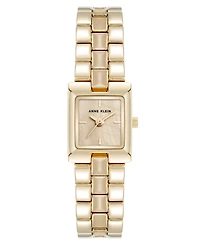 Anne Klein Women's Quartz Petite Tan Enamel Center Link Gold-Tone Alloy Metal Bracelet Watch, 17.5mm