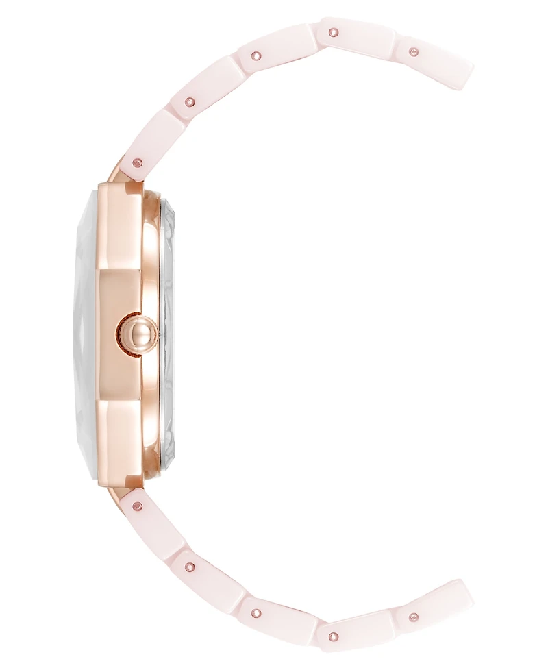 Anne Klein Women's Quartz Pink Octagonal Ceramic Watch, 32mm
