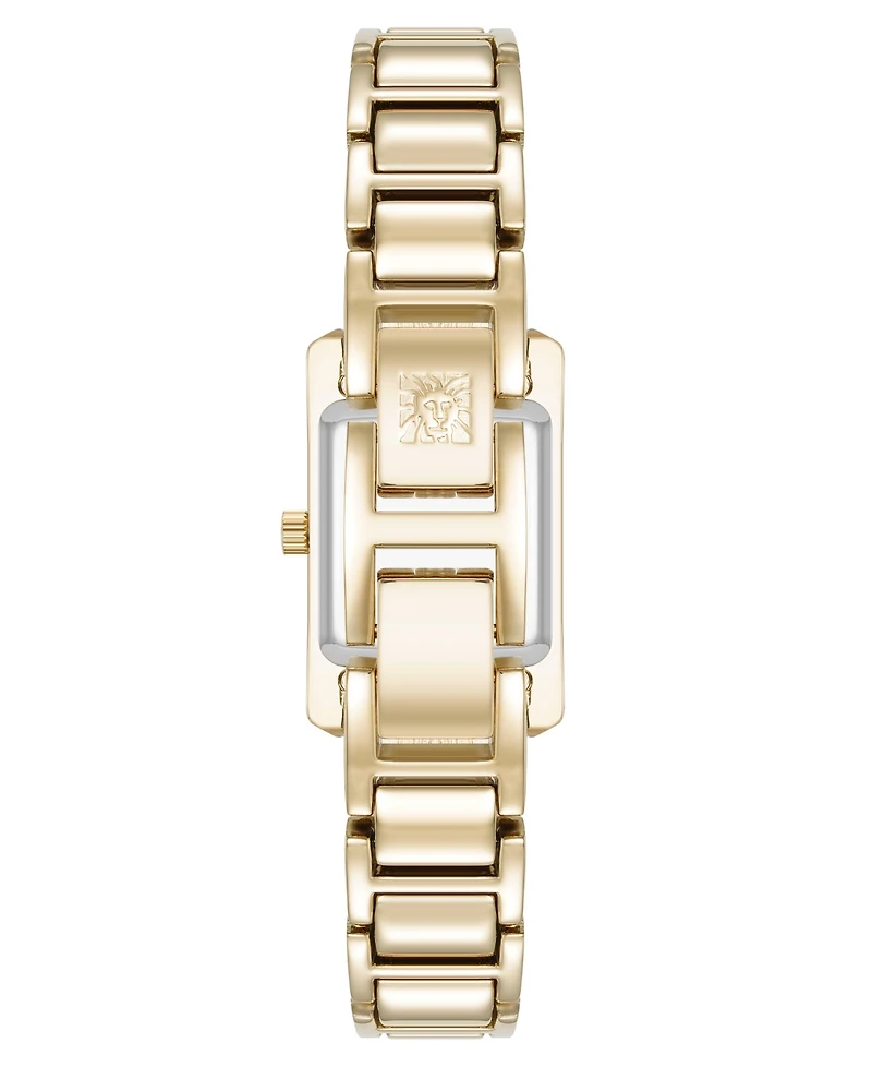 Anne Klein Women's Quartz Classic Rectangular Roman Numeral Gold-Tone Alloy Metal Watch, 20mm