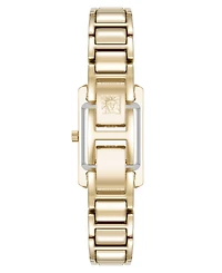 Anne Klein Women's Quartz Classic Rectangular Roman Numeral Gold-Tone Alloy Metal Watch, 20mm