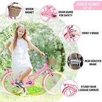 Streamdale 20" Girls Bike with Basket for 7-10 Year Olds