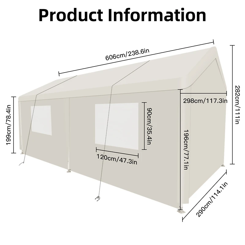 Streamdale Furniture 10x20 Portable Carport Ultimate Vehicle & Event Shelter