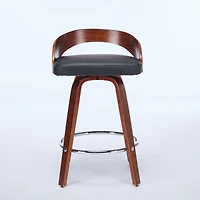Walnut Finish Mid-Century Modern Bar Stools (Set of 2