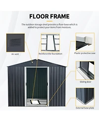 Streamdale 8FT x 10FT Outdoor Metal Storage Shed with Floor Base, Black