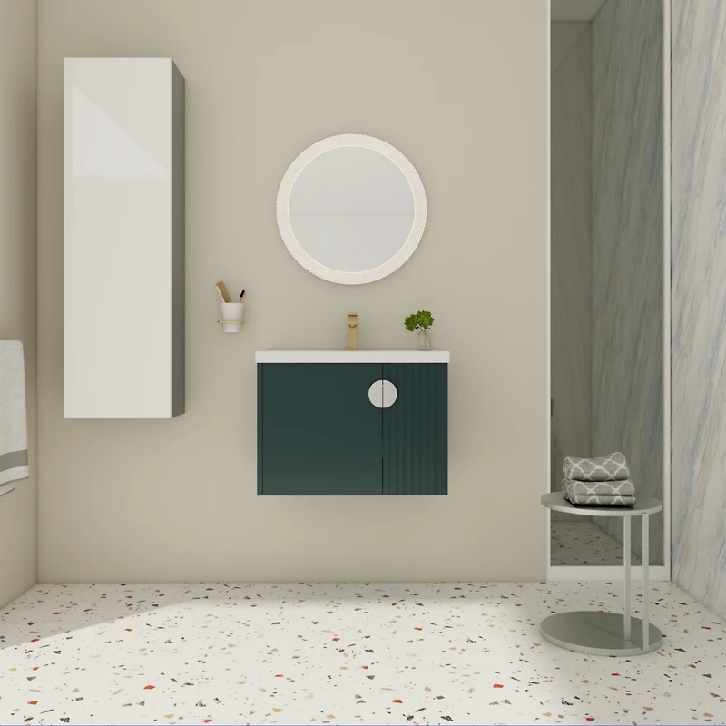Wall-Mounted Vanity with Ceramic Sink and Soft-Close Doors