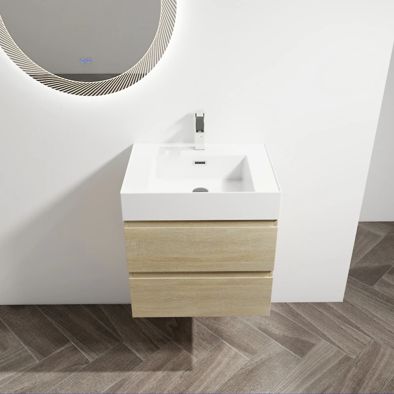 Streamdale 24" Wood Grain Vanity w/ Resin Sink & Soft-Close Drawers
