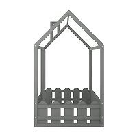 Streamdale Twin Wood Bed House Frame With Fence, For Kids, Teens, Girl