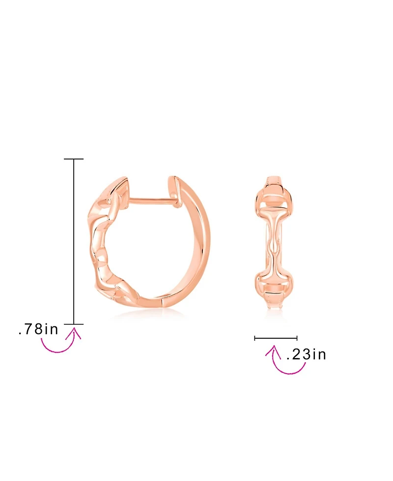 Bling Jewelry Equestrian Horse Bit Hoop Earrings 14K Gold Plated Sterling Silver