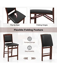 Vebreda Set of 2 Folding Kitchen Island Stool with Rubber Wood Legs