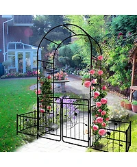 Streamdale Furniture Metal Garden Arch with Gate, 79.5" W x 86.6" H