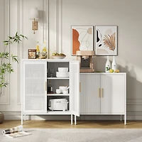 Metal Storage Cabinet - 2 Doors, Adjustable Shelves, White