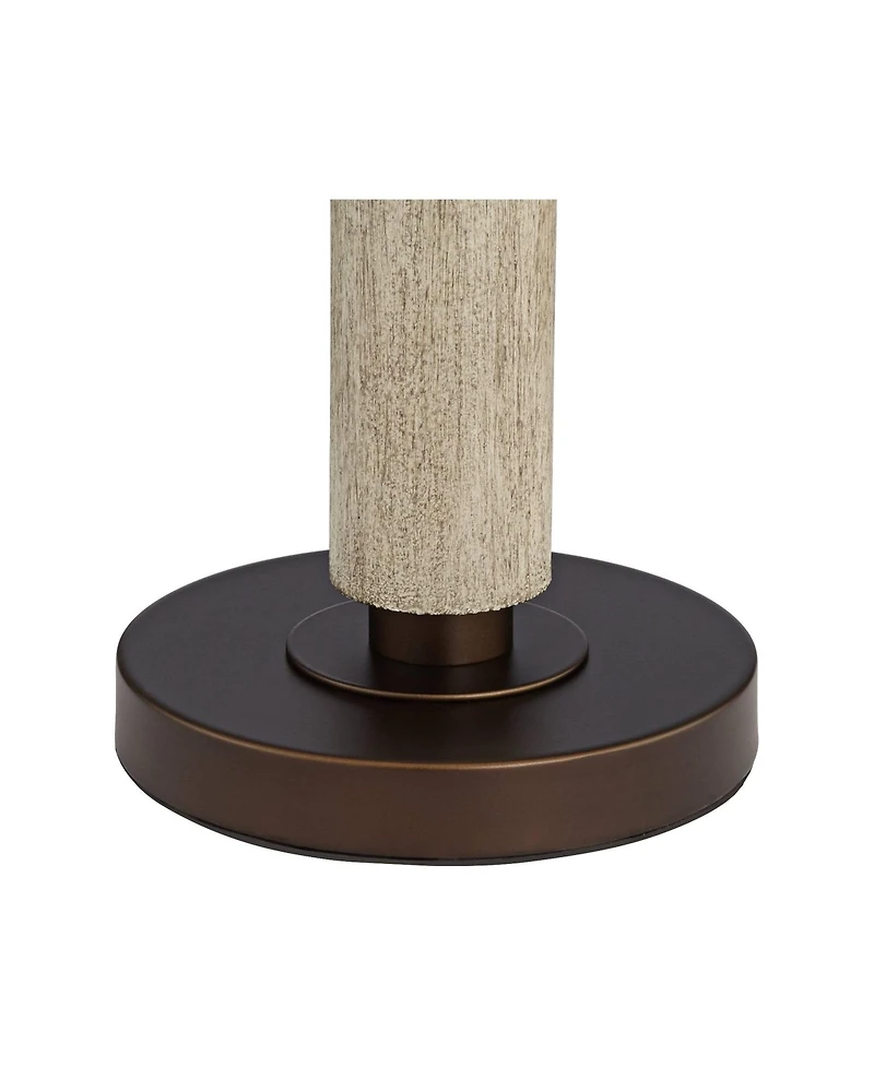 Franklin Iron Works Hugo Industrial Table Lamp 28 1/2" Tall Whitewashed Wood with Usb Charging Port and Dimmer Oatmeal Fabric Shade for Bedroom H