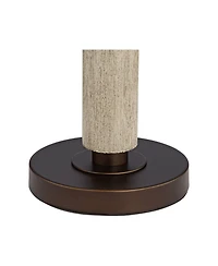 Franklin Iron Works Hugo Industrial Table Lamp 28 1/2" Tall Whitewashed Wood with Usb Charging Port and Dimmer Oatmeal Fabric Shade for Bedroom H