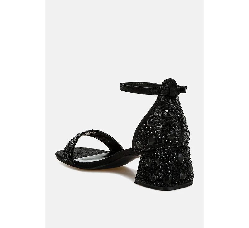 Nocturnal Rhinestone Embellished Shimmer Sandals