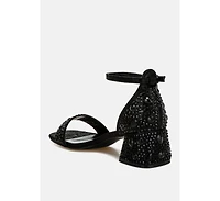 Nocturnal Rhinestone Embellished Shimmer Sandals