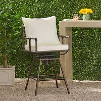Streamdale Northrup Pipe Outdoor Swivel Barstool with Water-Resistant Cushions