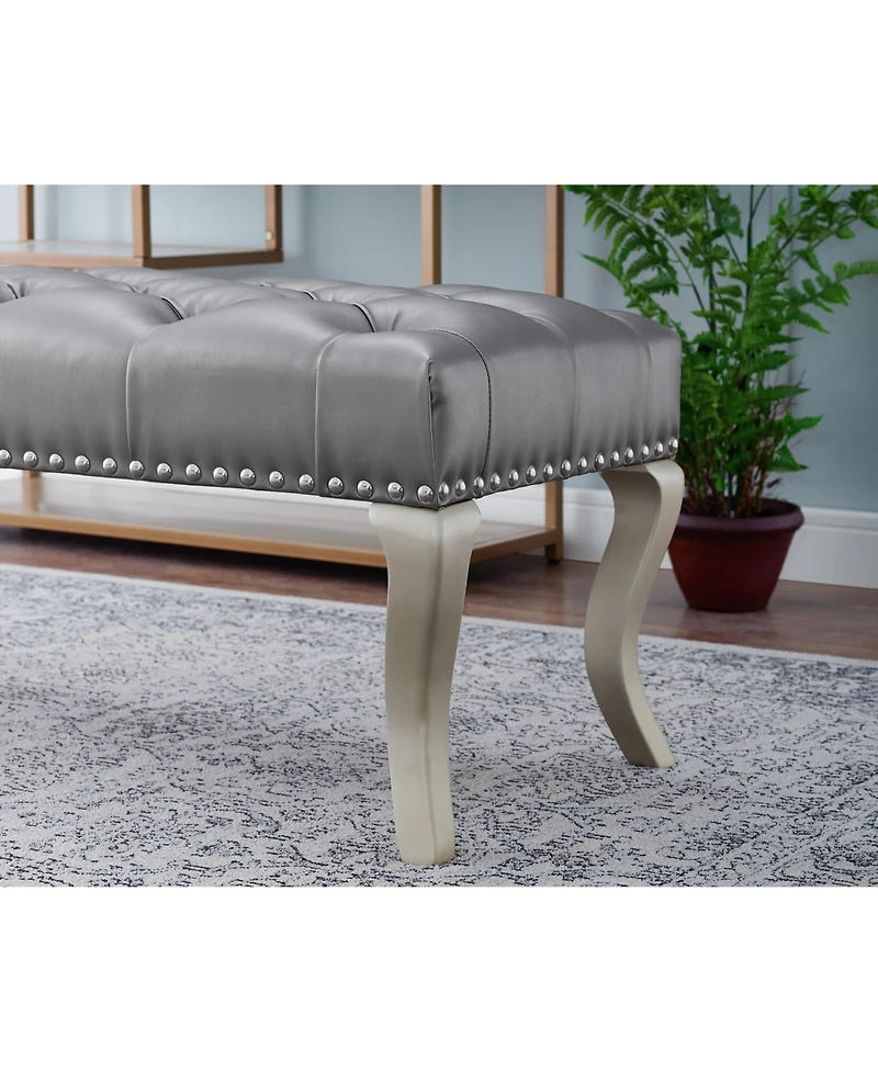 Streamdale Furniture Maxem Tufted FabricUpholstered Bench with Nailhead Trim