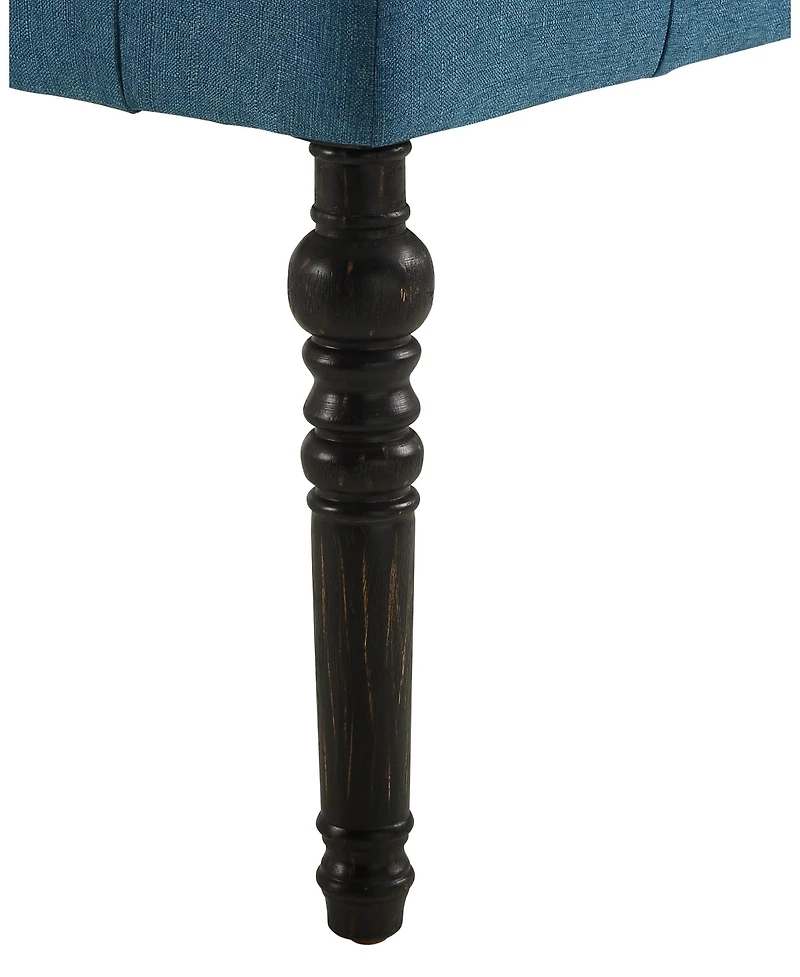 Streamdale Fabric Tufted Turned Leg Dining Bench, Blue