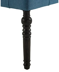 Streamdale Fabric Tufted Turned Leg Dining Bench, Blue