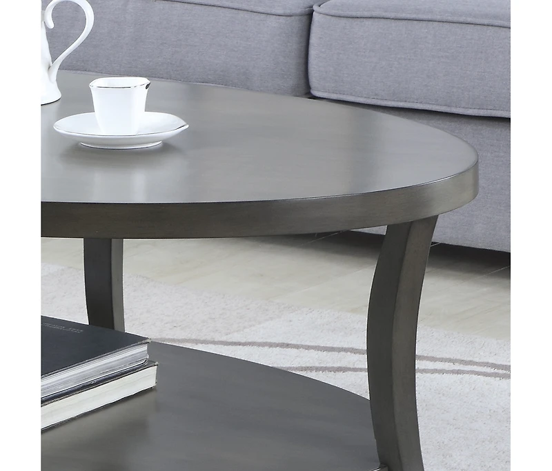 Streamdale Contemporary Oval Shelf Coffee Table, Gray