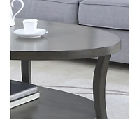 Streamdale Contemporary Oval Shelf Coffee Table, Gray