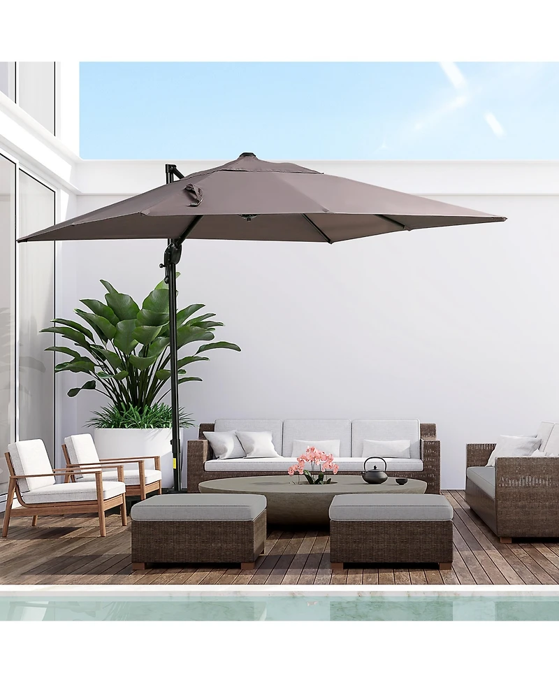 Spacious Cantilever Umbrella with Adjustable Shade, 8x8ft Canopy