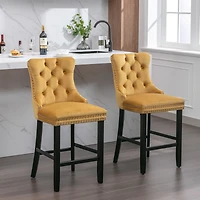 Streamdale Furniture Handcrafted Velvet Barstools with Supportive Backrest