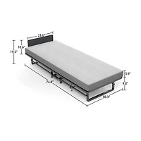 Simplie Fun Metal Folding Bed Frame with Foam Mattress of Pockets, Easy Storage and Movable with 4 Castors