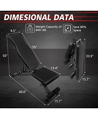 Streamdale Foldable Sit-Up Bench with 6 Back and 4 Seat Positions