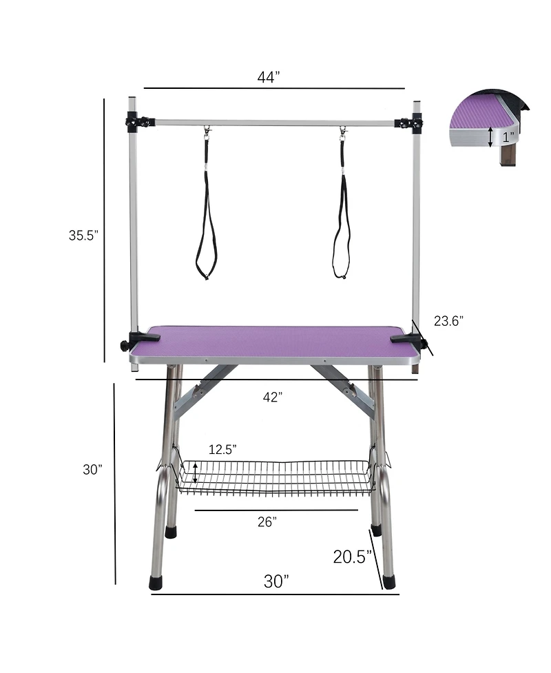 Safe and Stable Pet Grooming Table with Convenient Storage and Accessories